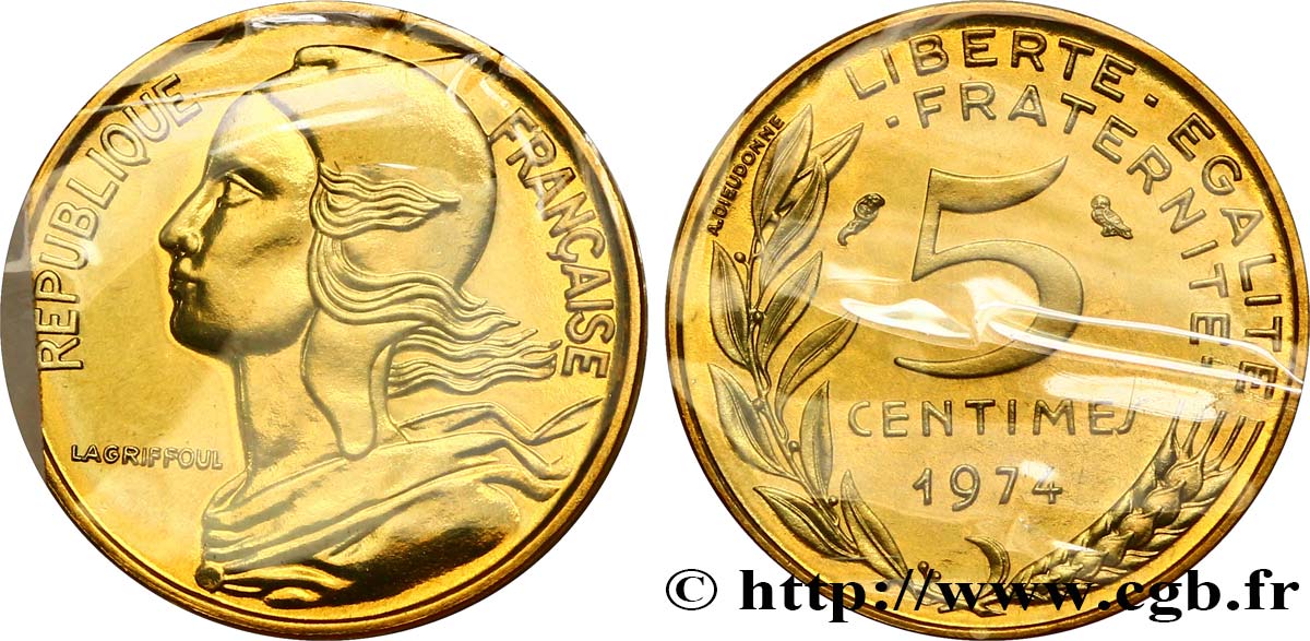 5 centimes Marianne 1974 Pessac F.125/10 MS68 