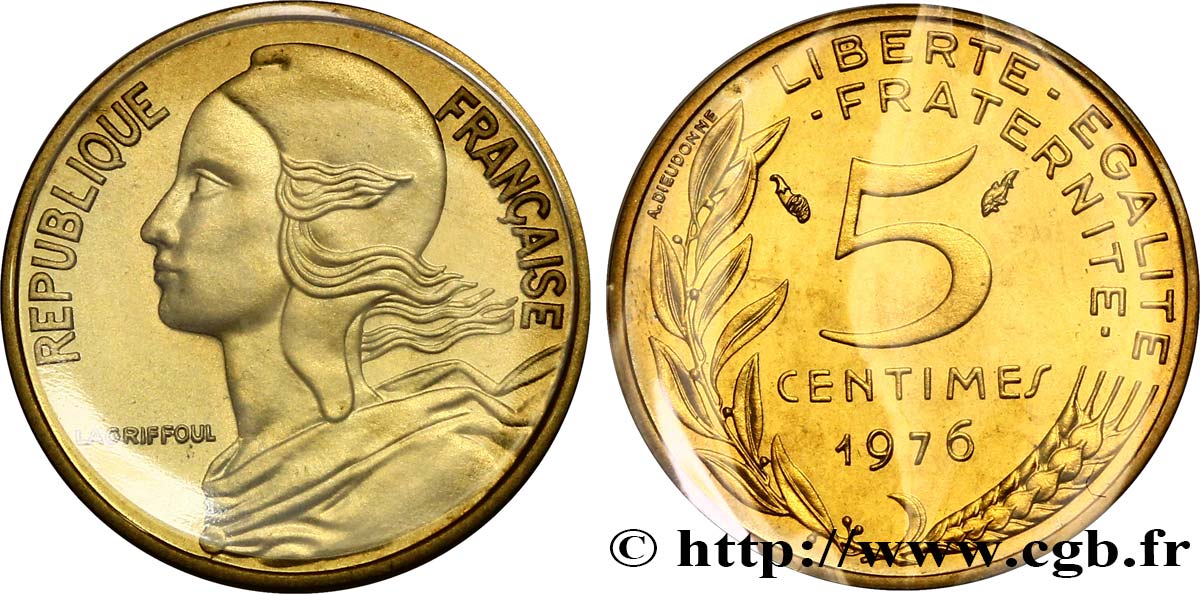 5 centimes Marianne 1976 Pessac F.125/12 MS68 