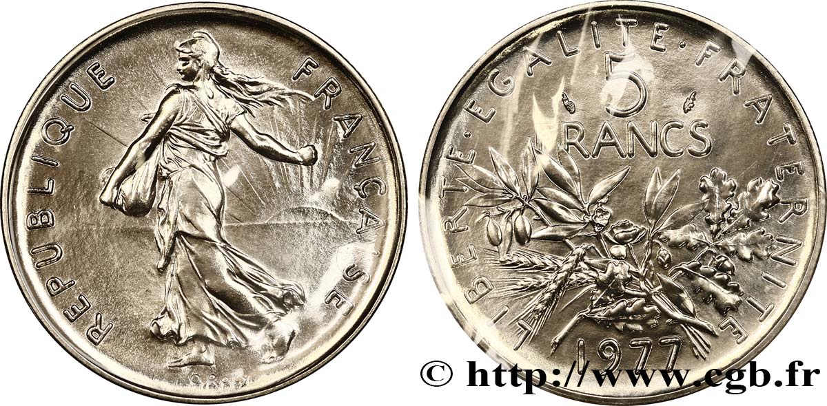 5 francs Semeuse, nickel 1977 Pessac F.341/9 ST68 