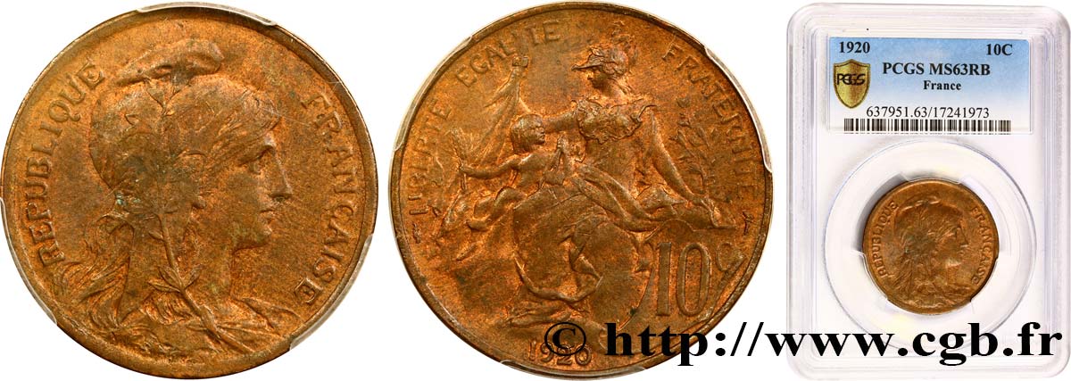 10 centimes Daniel-Dupuis 1920  F.136/29 MS63 PCGS