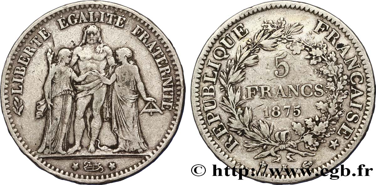 5 francs Hercule 1875 Bordeaux F.334/16 TB35 