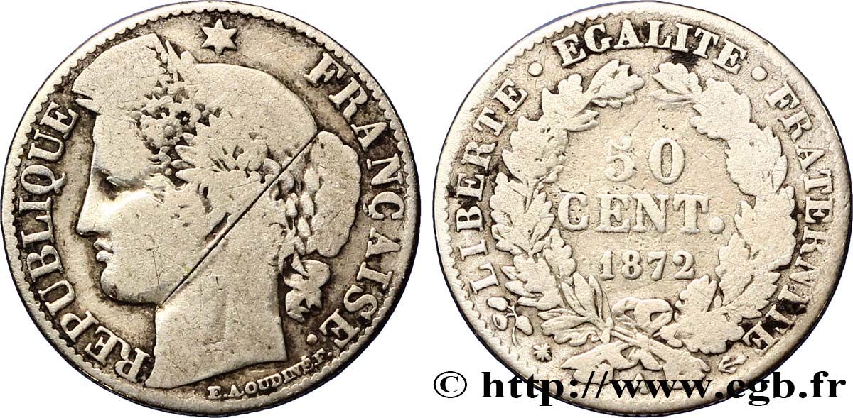 50 centimes Cérès, IIIe République 1872 Paris F.189/3 SGE12 