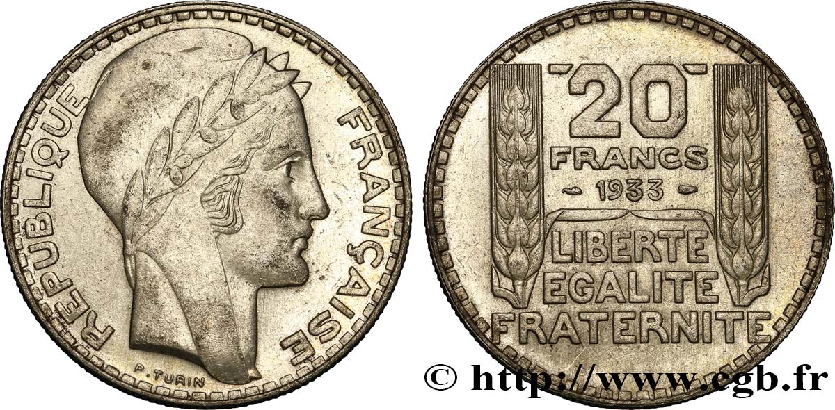 20 francs Turin 1933  F.400/5 AU52 