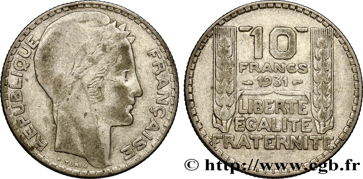 10 francs Turin 1931  F.360/4 VF25 