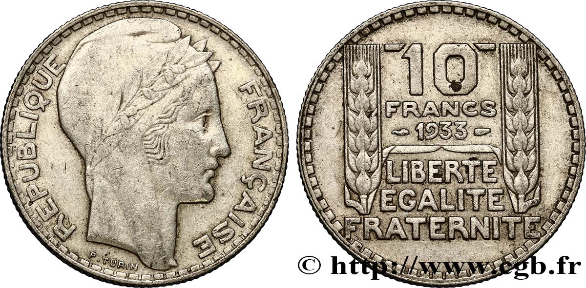 10 francs Turin 1933  F.360/6 VF25 