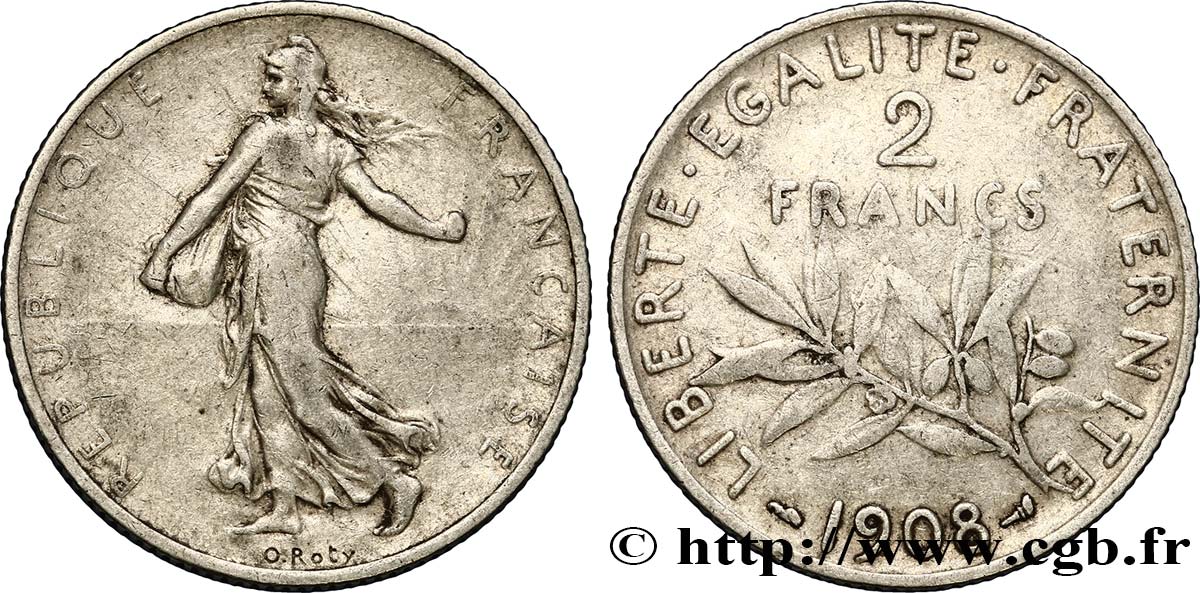 2 francs Semeuse 1908  F.266/10 TB15 