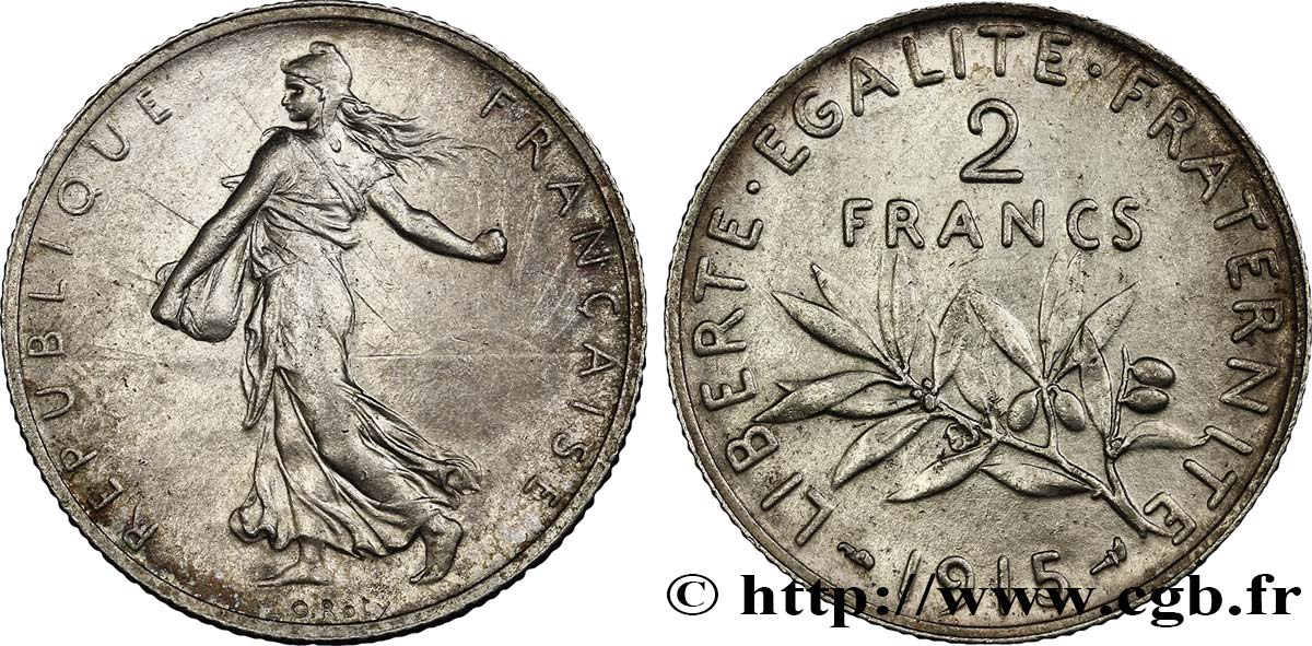 2 francs Semeuse 1915  F.266/17 AU55 