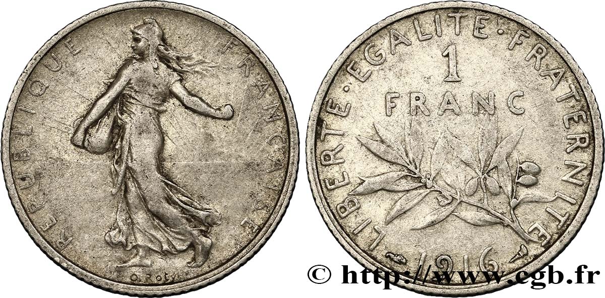 1 franc Semeuse 1916 Paris F.217/22 AU50 