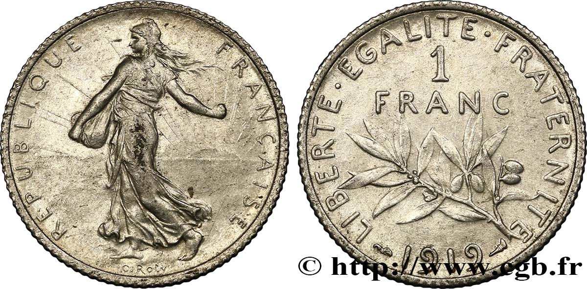 1 franc Semeuse 1919 Paris F.217/25 VZ60 