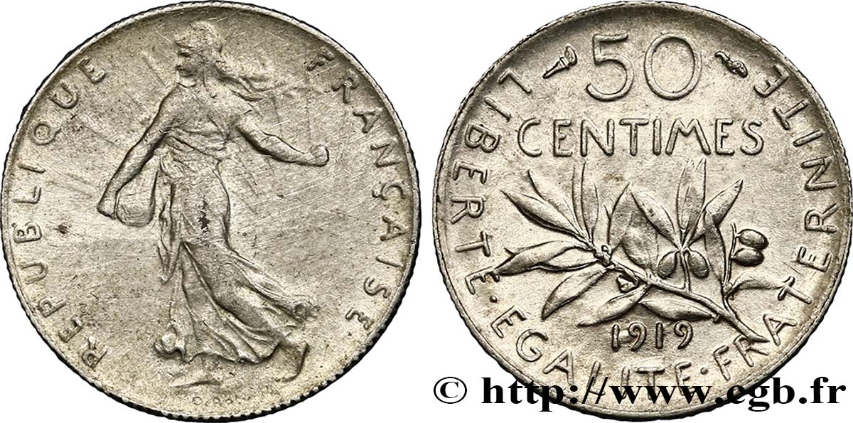 50 centimes Semeuse 1919 Paris F.190/26 EBC58 