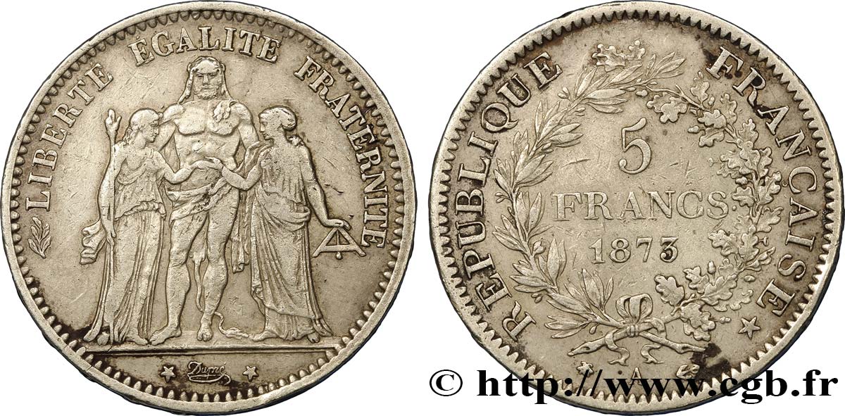 5 francs Hercule 1873 Paris F.334/9 XF 