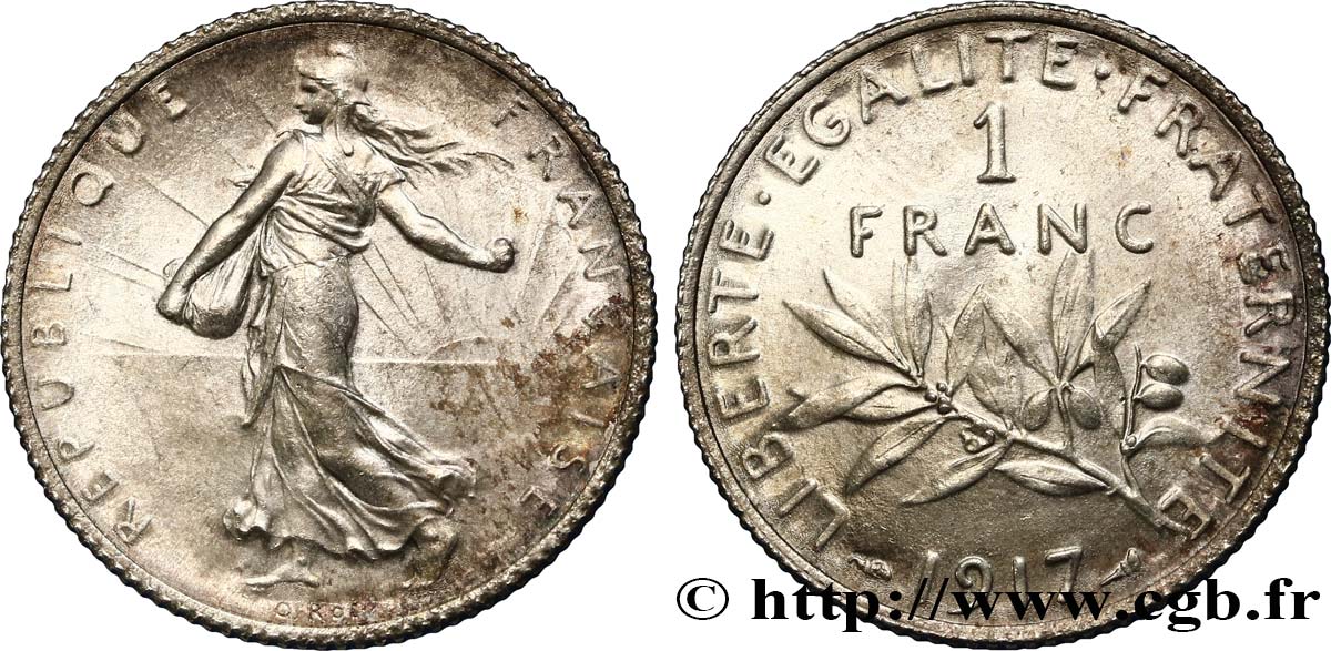1 franc Semeuse 1917  F.217/23 AU 