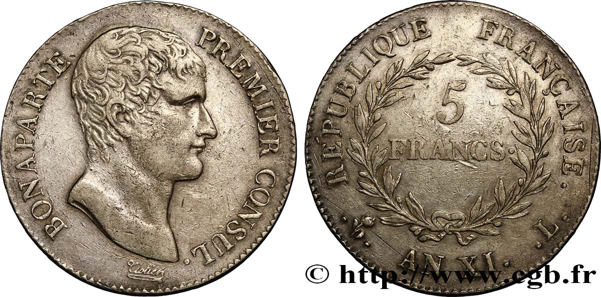 5 francs Bonaparte Premier Consul 1803 Bayonne F.301/5 XF48 