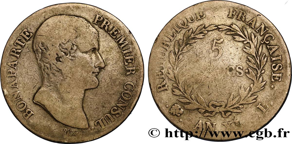 5 francs Bonaparte Premier Consul 1803 Bayonne F.301/4 MB18 
