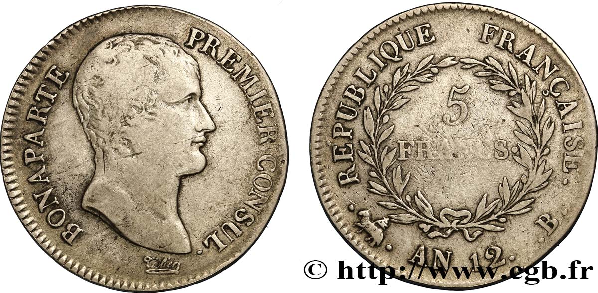 5 francs Bonaparte Premier Consul 1804 Rouen F.301/11 TB20 