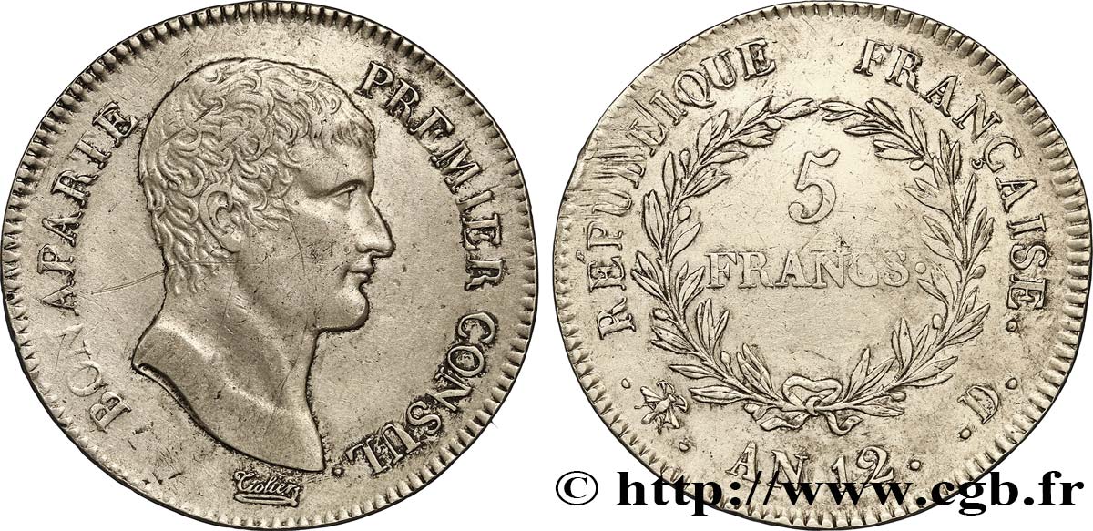5 francs Bonaparte Premier Consul 1804 Lyon F.301/13 MBC50 
