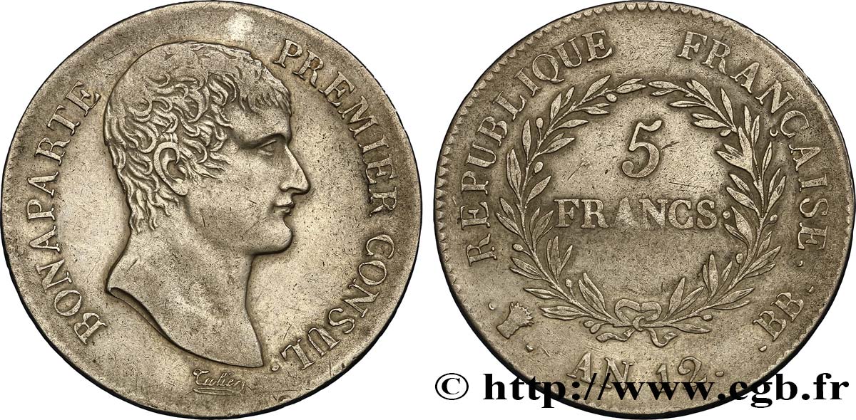 5 francs Bonaparte Premier Consul 1804 Strasbourg F.301/12 TTB45 