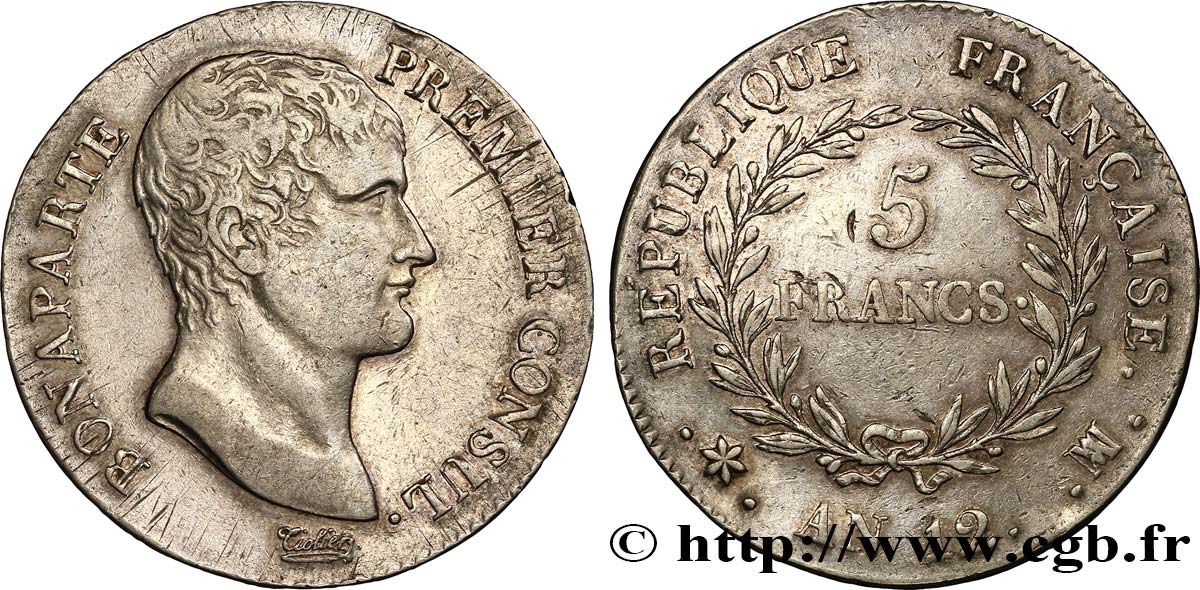 5 francs Bonaparte Premier Consul 1804 Marseille F.301/21 BB45 