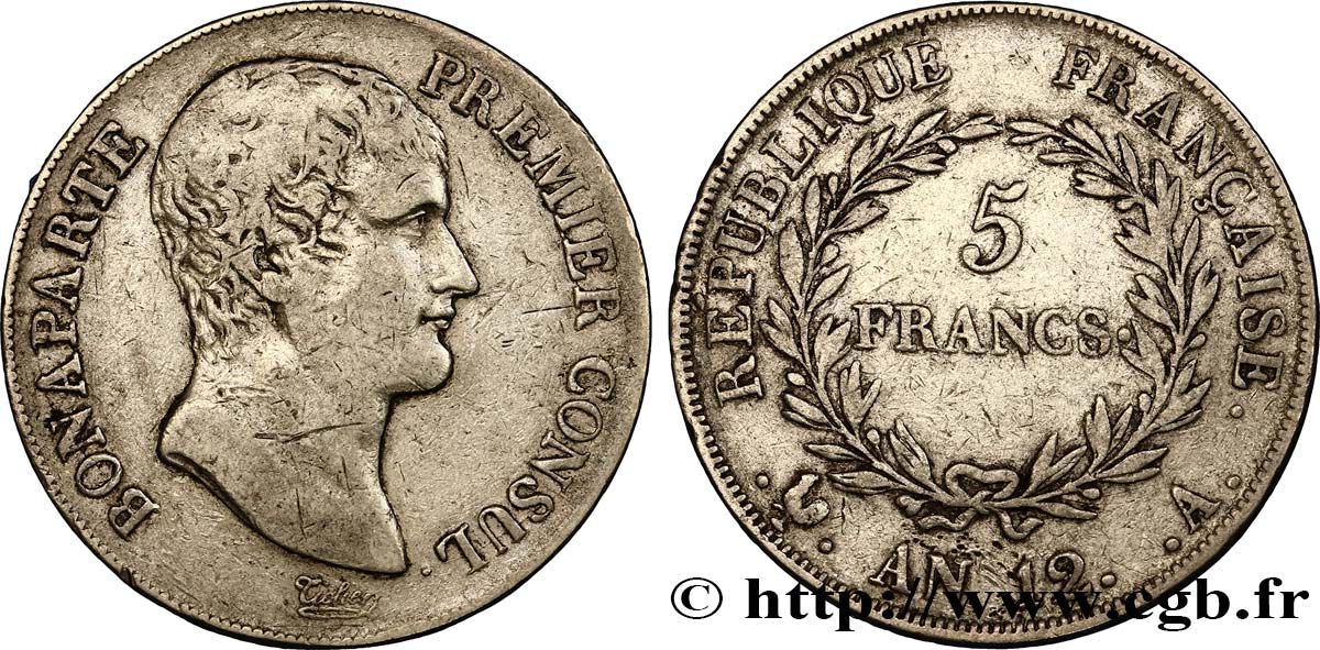 5 francs Bonaparte Premier Consul 1804 Paris F.301/10 BC35 