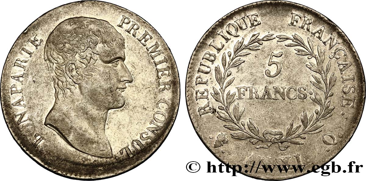 5 francs Bonaparte Premier Consul 1803 Perpignan F.301/7 TTB42 