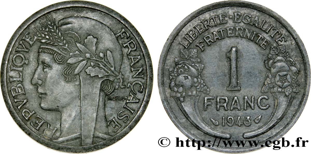 1 franc Graziani, zinc 1943  F.224/1 SS52 