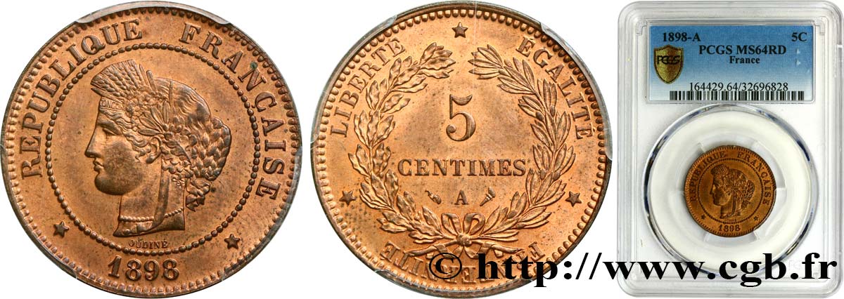 5 centimes Cérès 1898 Paris F.118/41 SC64 PCGS