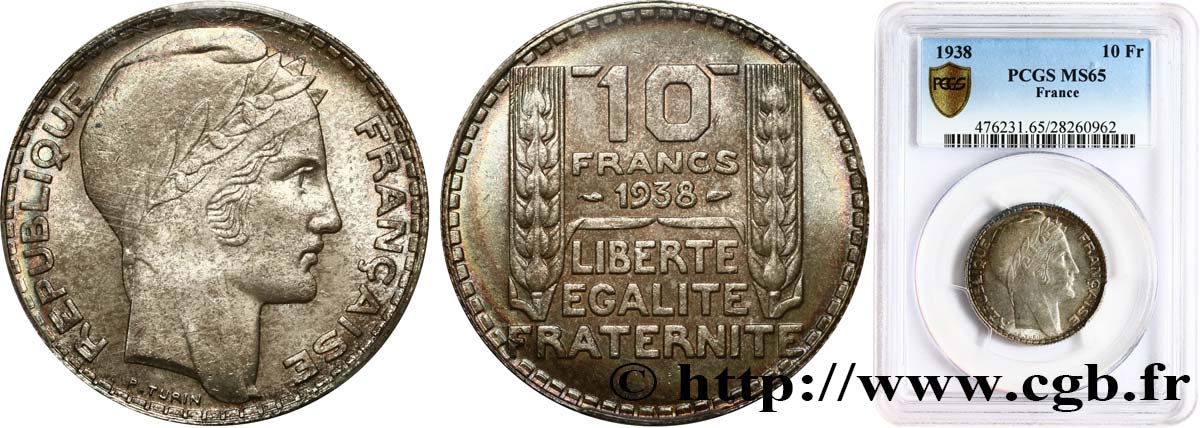 10 francs Turin 1938  F.360/9 FDC65 PCGS