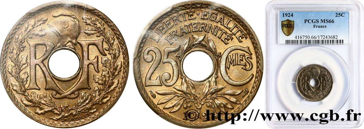 25 centimes Lindauer 1924  F.171/8 MS66 PCGS