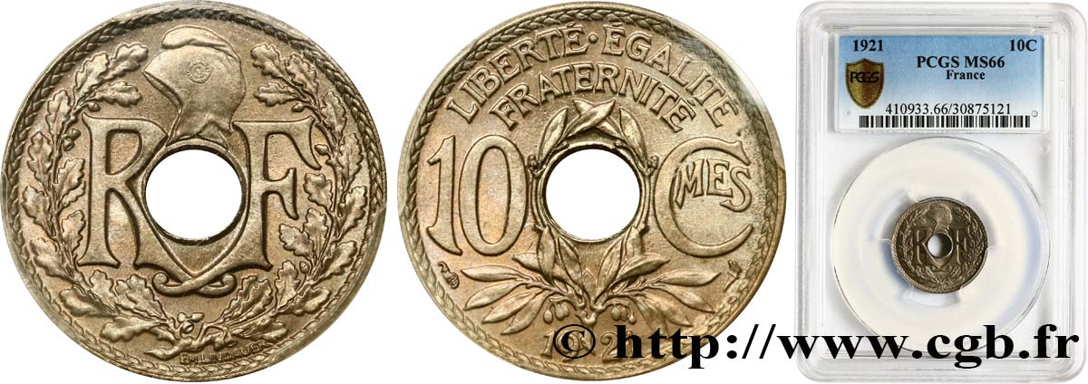 10 centimes Lindauer 1921  F.138/5 ST66 PCGS