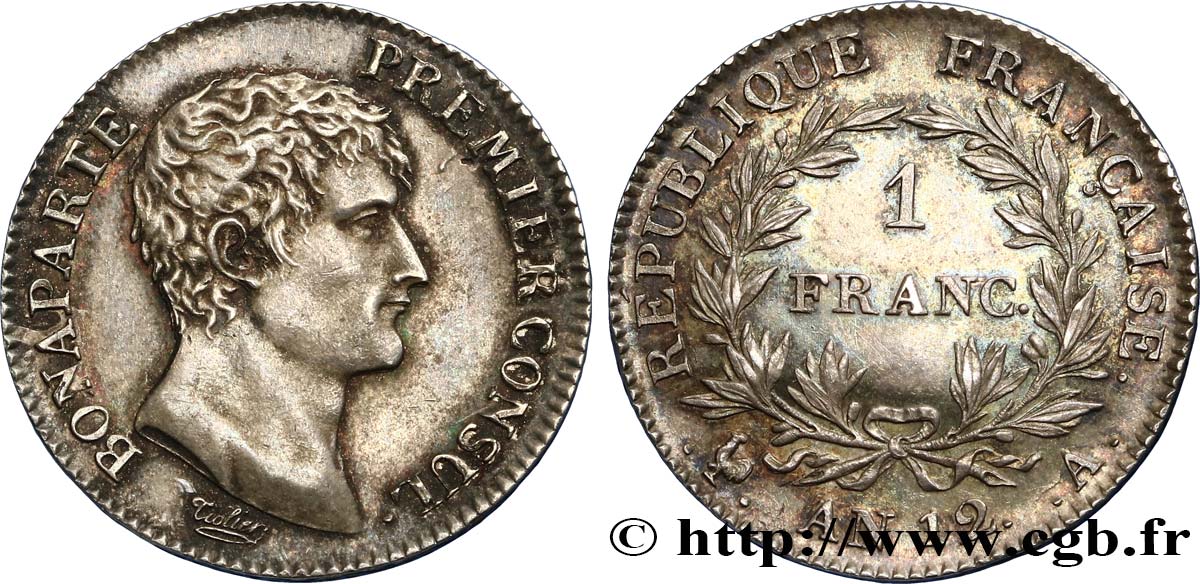 1 franc Bonaparte Premier Consul 1804 Paris F.200/8 fST63 