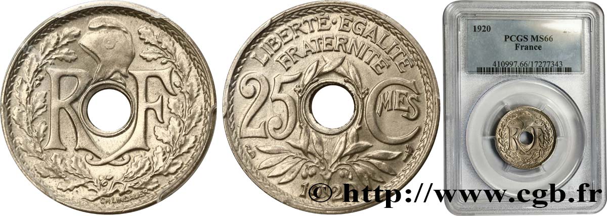 25 centimes Lindauer 1920  F.171/4 MS66 PCGS