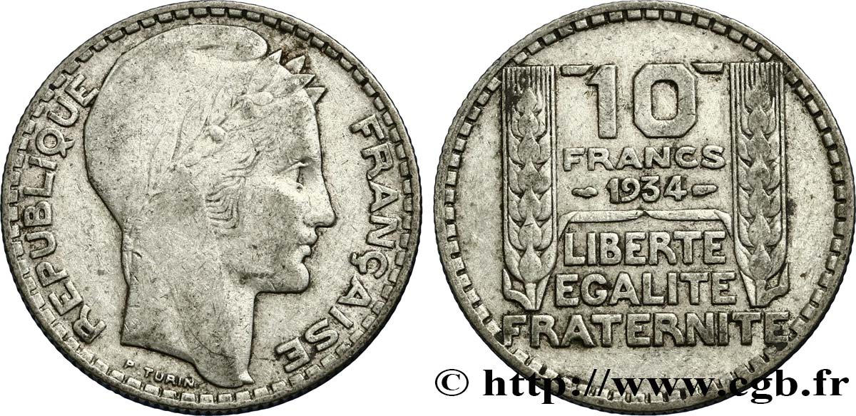 10 francs Turin 1934  F.360/7 VF25 