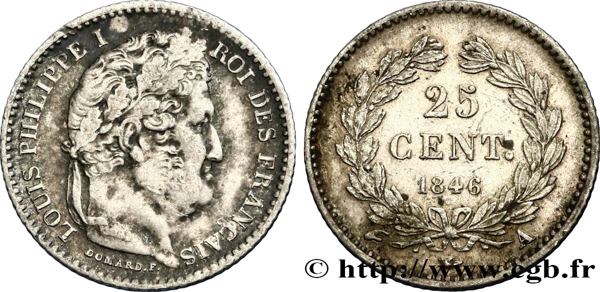 25 centimes Louis-Philippe 1846 Paris F.167/5 SS48 