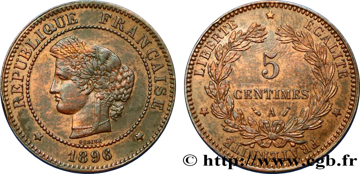 5 centimes Cérès 1896 Paris F.118/37 MS60 