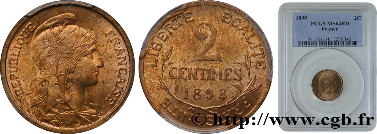 2 centimes Daniel-Dupuis 1898 Paris F.110/1 SC64 PCGS
