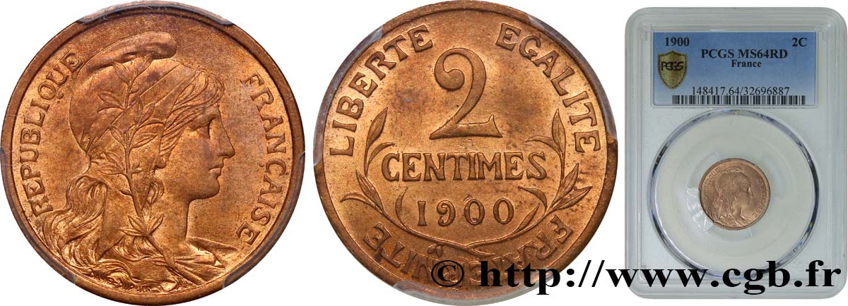 2 centimes Daniel-Dupuis 1900 Paris F.110/4 SC64 PCGS