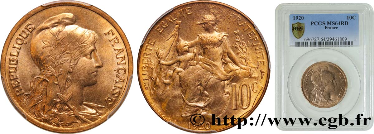 10 centimes Daniel-Dupuis 1920  F.136/29 SPL64 PCGS