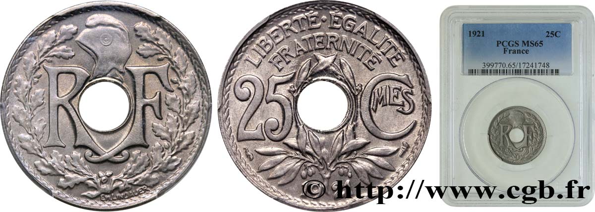 25 centimes Lindauer 1921  F.171/5 FDC65 PCGS