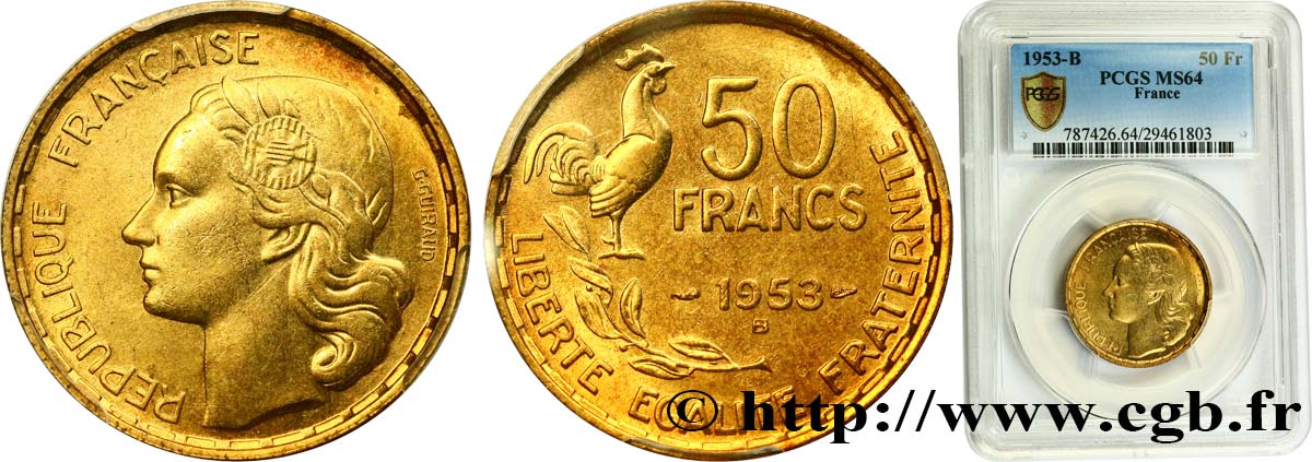 50 francs Guiraud 1953 Beaumont-Le-Roger F.425/11 SPL64 PCGS