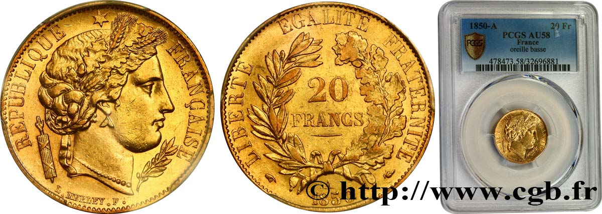 20 francs or Cérès 1850 Paris F.529/3 EBC58 PCGS
