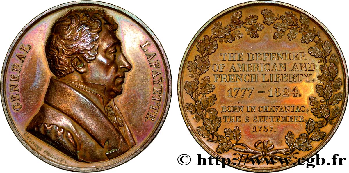 Médaille BR 47, général La Fayette 1824  COLLIGNON 411  TTB+ 