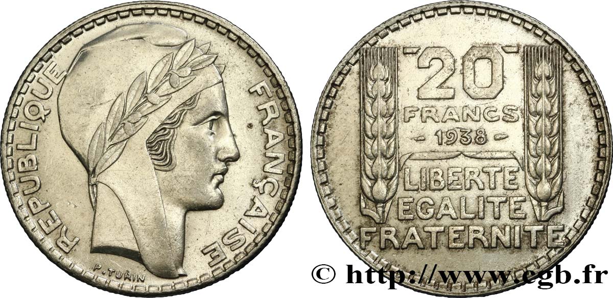 20 francs Turin 1938  F.400/9 SUP58 