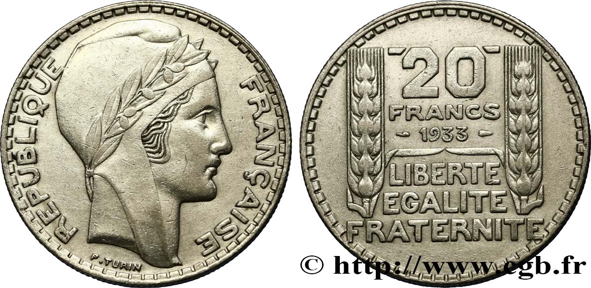 20 francs Turin, rameaux courts 1933  F.400/4 BB45 