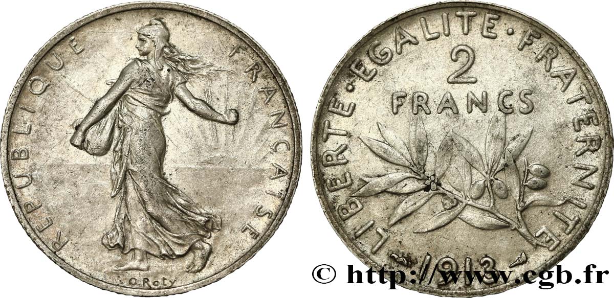 2 francs Semeuse 1913  F.266/14 MBC48 