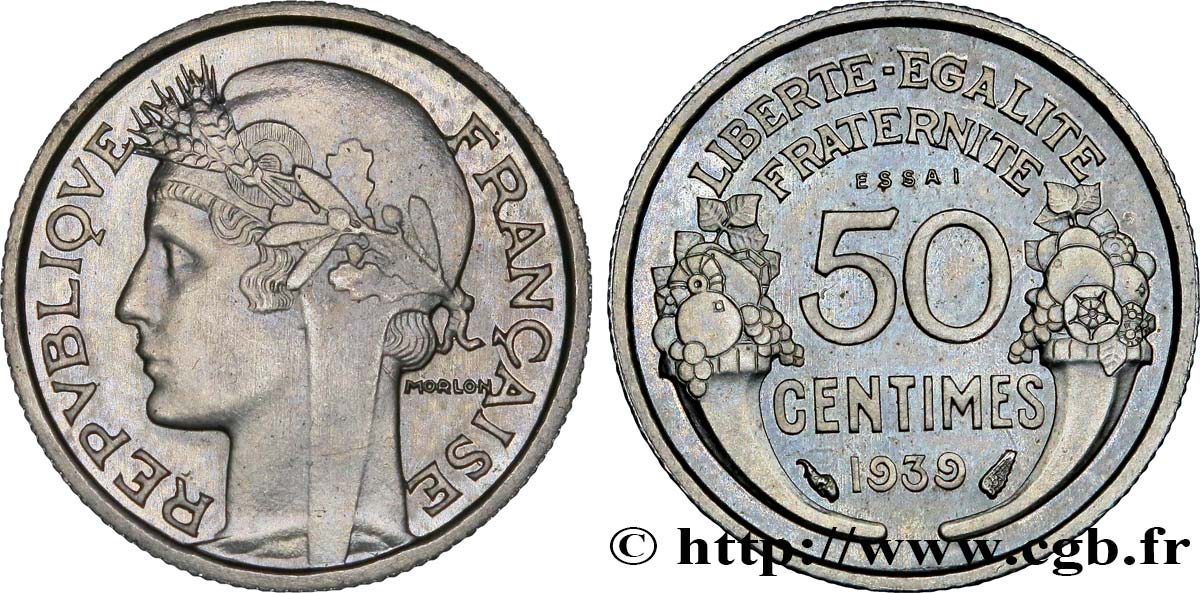 Essai de 50 centimes Morlon en nickel 1939 Paris VG.5510  SUP62 