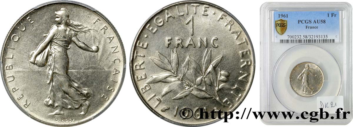 1 franc Semeuse, nickel 1961 Paris F.226/6 SUP58 PCGS