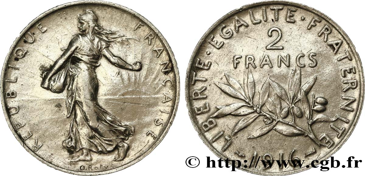 2 francs Semeuse 1916  F.266/18 MBC45 