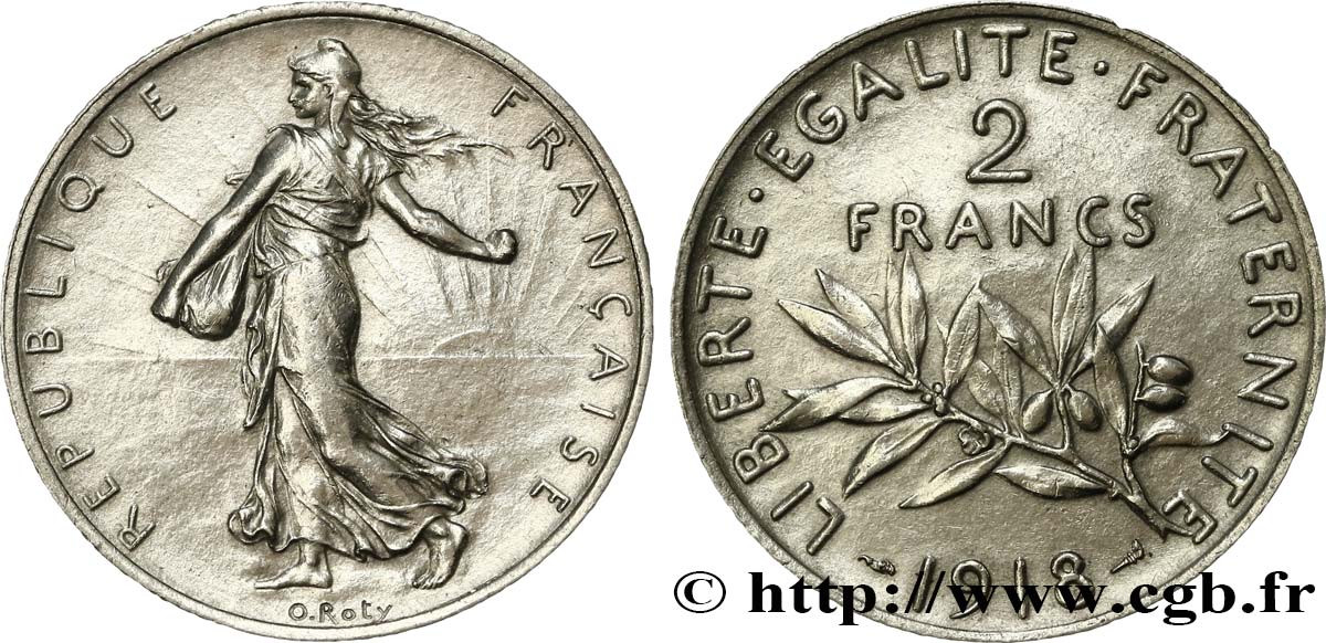 2 francs Semeuse 1918  F.266/20 MBC45 