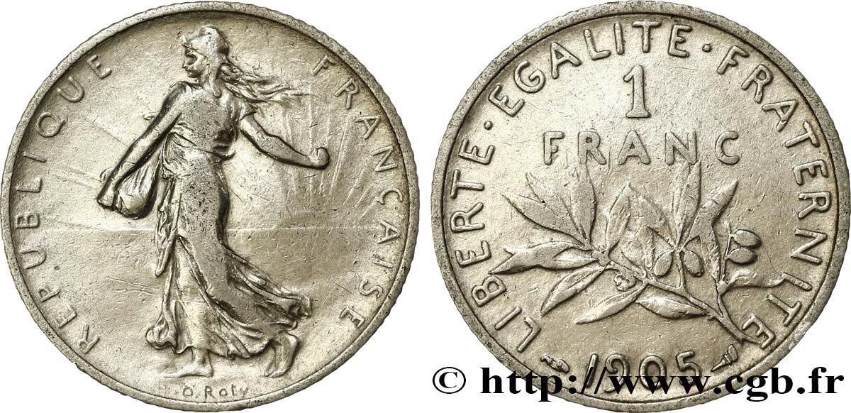 1 franc Semeuse 1905 Paris F.217/10 VF30 