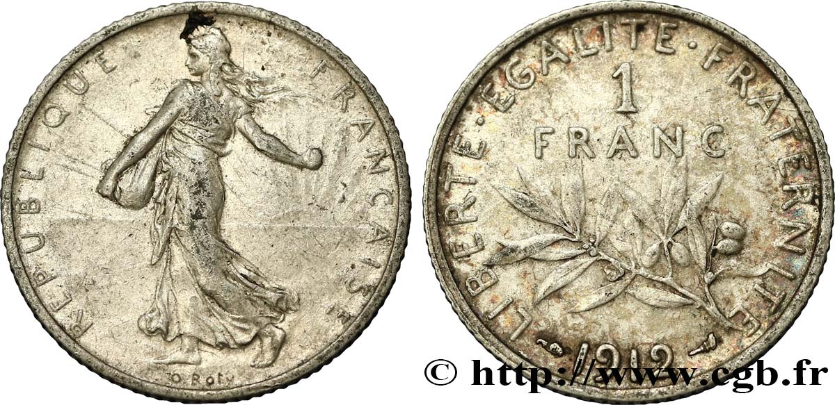 1 franc Semeuse 1912 Paris F.217/17 SS40 